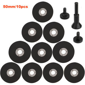 10pcs 50mm Circular Resin Saw Blade Mini Cutting Disc Grinder Rotary Tool Metal Wood Stainless Steel Cutting Wheel + Mandrel