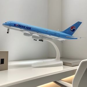 20cm Airplane Model Toy Korean Air A380 Diecast Airplane Model with Wheels Collectible Gift Airplan for Collections And Displays