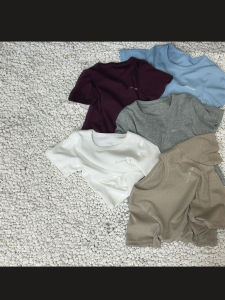 Girls Short Sleeve T-Shirt Summer New Fashion Pure Color Half Sleeve Top Childrens Clothing Korean Style Cotton Blend Elastic Fiber