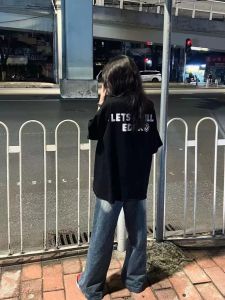 Stylish Niche Style Lettered Black Pure Cotton Short Sleeve T-Shirt Womens Summer Loose Slim Looking American Retro High Street Tops