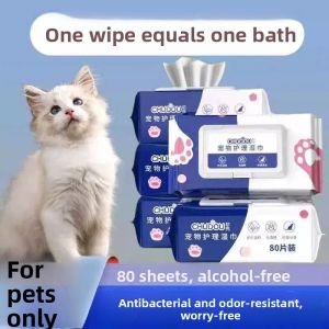 MONLEYTA | Pet Wet Wipes Dog Cat Special Dry Cleaning Butt Wipes Tear Stain Cleaning Supplies No Rinse Butt Wipes Pet Care Products