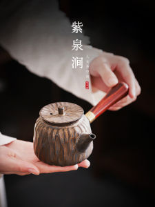 Jojos L. PD Purple Spring Valley Side Handle Ceramic Gongfu Tea Pot Hand-Painted Indoor Use Dining Utensils Tea Set