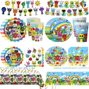 New Sprunkis Theme Birthday Party Decorations Hot Game Cups Plates Banner Tableware Set for Baby Shower Party Favors Kids Gifts
