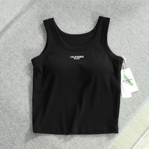 เสื้อกั๊กสายเดี่ยวทรงเข้ารูปสั้นทรงเข้ารูปสำหรับผู้หญิง สายหนา คัพถาวร พร้อมแผ่นเสริมหน้าอก ใส่ได้ทั้งกลางแจ้งและใส่ด้านนอก