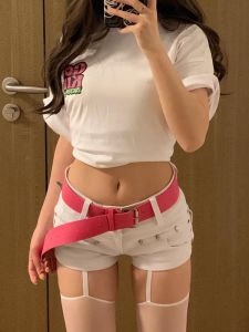 American Y2K Spicy Girl Low Waist Denim Super Short Shorts Womens Summer New Tight Slimming Willow Nail Package Butt Hot Shorts