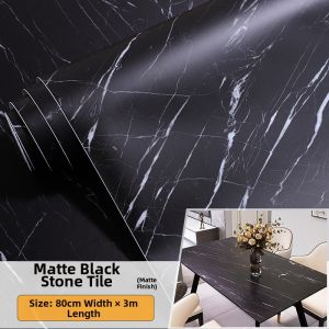 KEERMAN | Matt Black Slate Texture Wallpaper Peel and Stick