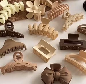 khaki series hair clip brown colour hair claw flower clips sempit rambut hair pins卡其系列发夹可可色棕色夹头发