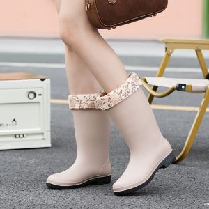 JIFANPAUL | Waterproof Womens Rain Boots Warm Lined Mid-Calf