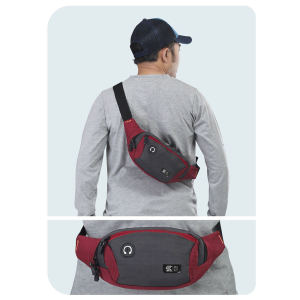 Blackkelly KZR 573 - Tas Pinggang Waist Bag Pria Dinir Merah Kombinasi