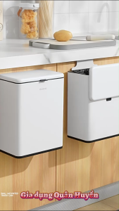 Thùng rác inox ECOCO 6L nắp mở 2 chiều chuyên dụng treo tủ bếp nhà vệ sinh chống mùi thế hệ mới tặng miếng dán 25148