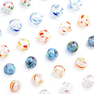 1pc 14mm Handmade Hollow Lampwork Glass Beads Round Ball Charms for Aeolian Wind Bells Jewelry DIY Making Accessories