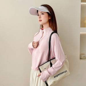 Fashionable Summer Womens UV Protection Clothing Ice Silk Outdoor Breathable Lightweight Long Sleeve Short Coat for Hiking