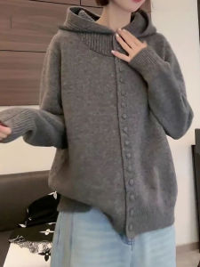 Large Size Womens Knitted Hat Design Pure Color Cardigan Top Trendy Design Commute Style Long Sleeve Regular Length Knitwear