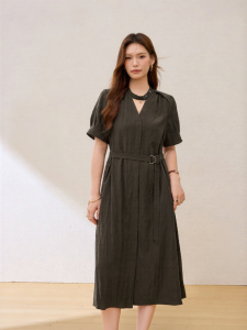 QLX | Elegant French Style Plus Size Waist-Cinching Dress
