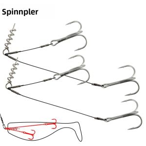 Spinpoler Corkscrew Stinger Rig Hook Double Sharp Treble Thép Có Hàm Lượng Carbon Cao Để Câu Cá Bằng Mồi Mềm - Dụng Cụ Câu Cá Trên Thuyền Biển