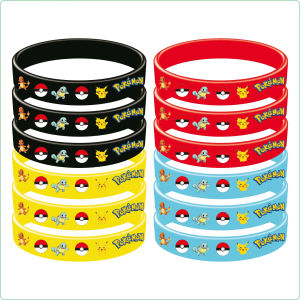12pc Pokemon Bracelets Party Favors Pikachu Silicone Rubber Wristband for Kids School Rewards Prizes Goodie Bag Gift Party Gifts