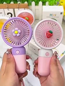 Quạt Điện Mini Cầm Tay Di Động Sạc USB Quạt Để Bàn Mùa Hè Dành Cho Học Sinh Du Lịch Cắm Trại Văn Phòng Kích Thước Nhỏ Gọn Dễ Thương Có Giá Đỡ Điện Thoại