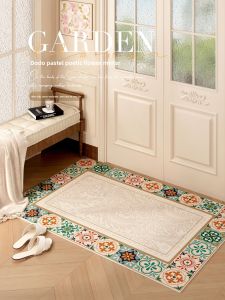American Style Entrance Door Mat Luxury Floral Design Anti-Slip Waterproof Easy to Clean PVC Door Mat Home Entrance Rug