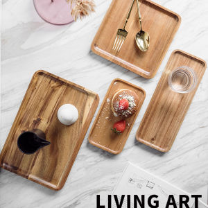 Acacia Wood Coffee Tray Food Cup Trays Decorative BBQ Wood Tray Dessert Candy Bamboo Tray Gongfu Tea Tray Kitchen Accessories