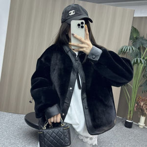 Haier Ning 2024 New Style Womens Short Coat Water Rabbit Fur Genuine Leather Fur Integrated Design Premium Quality