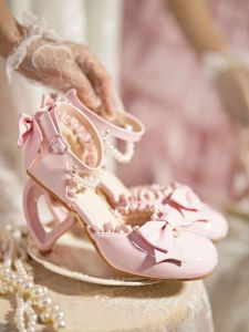 Original Heart Note High Heel Sandals Pearl Loiret Peach Little Bay Lolita Princess Womens Shoes 2025 Spring Fashion Single Shoes