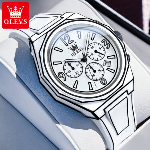 OLEVS Watch For Mans Waterproof 2025 Original Sale Athletic Fashion High Quality Silicone Watch Band Luminous Date Multi Function Chronograph Quartz Watch