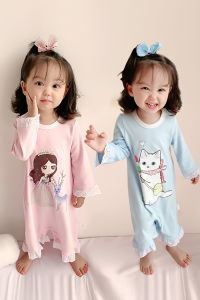 Pure Cotton Long Sleeve Baby Sleepwear Princess Style Home Clothes Spring Summer Autumn Thin Seasonal Childrens Onesie
