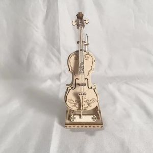 Violin 3D Wooden Puzzle Scale Model DIY Model Kit Handcraft Gift Home Decoration Mechanical Model Kit Building Toy