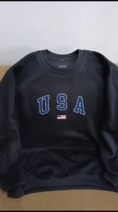 Sweater Wanita USA Crewneck Korean Style Combination Color Polos Big Size S M L XL XXL 3XL 4XL 5XL
