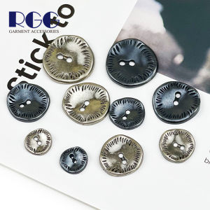 Minimalist Retro Metal Button Asymmetrical Two-Eye Button Distressed Antique Silver Alloy Buckle Men Clothes Button Women Clothing Button