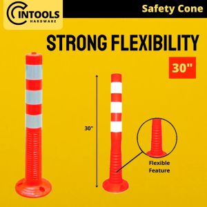 Safety Pole Traffic Pole Warning Post with Reflective Sticker Flexible Feature Keselamatan Block 30" or 74cm