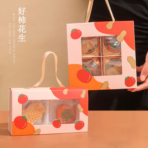 Creative Cantonese Style Mooncake Gift Box Peanut Yolk Flowing Heart Milk Yellow Pastry Packaging Box for Mid-Autumn Festival