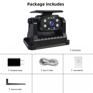 HD Solar Wireless Backup Camera with Magnetic Mount AI Alarm Front/Rear View Mobile IPhone Android APP for Truck Bus RV. Lorry