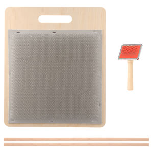 1 Pc Wool Blending Board with Wooden Sticks Fiber Carding Board Carding Brush Set Wool Hand Carder for Mix Color Fiber Felt DIY