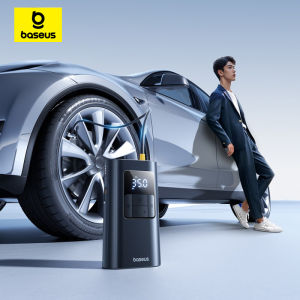 Baseus ไฟฉายแบบ2 In 1ปั๊มลมรถยนต์ไร้สาย6000MAh เครื่องอัดลมรถยนต์แบบมีสายและปั๊มที่สูบยางแบบพกพาแบบถอดออกได้