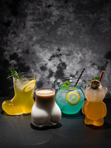 Creative Cocktail Glass Unique Personality Funny Bar Drinkware Transparent Cartoon Design High Borosilicate Glass Single Layer