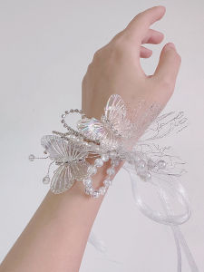 Crystal Butterfly High-End Bride Wrist Flower Bridesmaid Sisters Group Rhinestone Hand Tied Flower Super Fairy Beautiful Wedding Dress Accessories Female