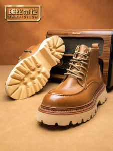 Retro Style Genuine Leather Zipper Thick Bottom Low Cut Mens Work Boots Short Martin Boots Youth Fashion Winter Shoes