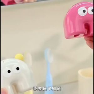 Cartoon Toothbrush Holder Wall Mounted with Dust Cover Cute Bathroom Organizer Rack for Kids