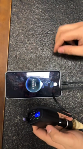 5-in-1 Car Charger 80cm Retractable USB C To Lightning Cable 5 Ports Type-C Fashionable Adapter Compatible for IPhone Android Dual USB-C & IOS Conversion Plug