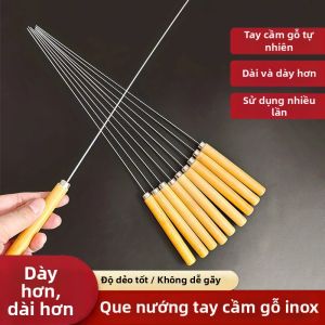 YOULE | Stainless Steel and Wooden Handle Durable BBQ Skewers