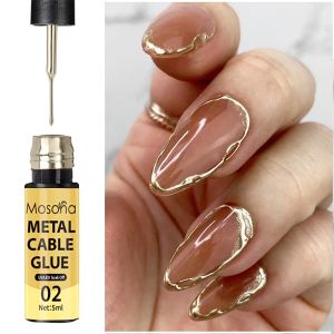 MOSONA 5ML Metallic Painting Liner Gel Polish: Champagne Gold Mirror Nail Art Liner