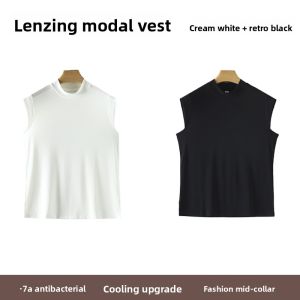 MiiOW | Slim Fit Half High Collar Sleeveless Short Sleeve Vest Womens Base Layer Shirt Mesh Element Versatile Style Summer New Arrival