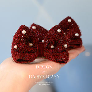 Red 3D Pearl Butterfly Knot Hair Clip: Perfect Headwear for Little Princesses