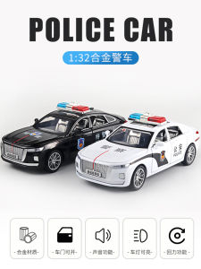 Red Flag H9 Alloy Police Car Model Six-Door Simulation Childrens Toy for Boys Small Automobile Collectible Display Item