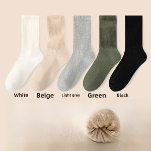 miiow | Thickened Long Tube Socks For Men Cat Pure Color Loop Sweat Absorbent No-Cuff Warm Winter Sport Socks Polyester Spandex Blend
