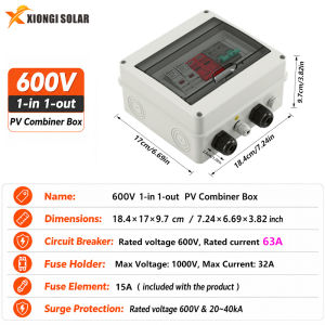 1 PCS Solar photovoltaic PV DC Combiner Box Surge Lightning Protection 1 input 1 out DC 600V Fuse MCB SPD DB Waterproof Box IP65