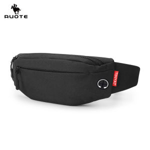 AUOTE Sport Waist Pack Cross Body Bag Pouch Bag Casual Men Chest Bag Men Fashion Shoulder Bag Waist Belt Bag Waterproof Oxford Cloth with Headphone Hole for Travel Outdoor
