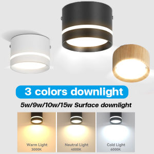 CANMEIJIA 3 Colors Led Downlight Ceiling Light Pin Light Surface Mounted Downlights For Ceiling 5w 10w 15w 110—265V LED Spot Light For Living Room Bedroom Canopy Shop Outdoor Indoor Lighting Fixture