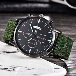นาฬิกาข้อมือผู้ชายแบรนด์ XINEW รุ่นดั้งเดิม สีดำ แฟชั่นเรียบง่าย สายไนลอน นาฬิกาสปอร์ต แสดงวันที่ ระบบควอตซ์ Montre Homme Relogio Masculino